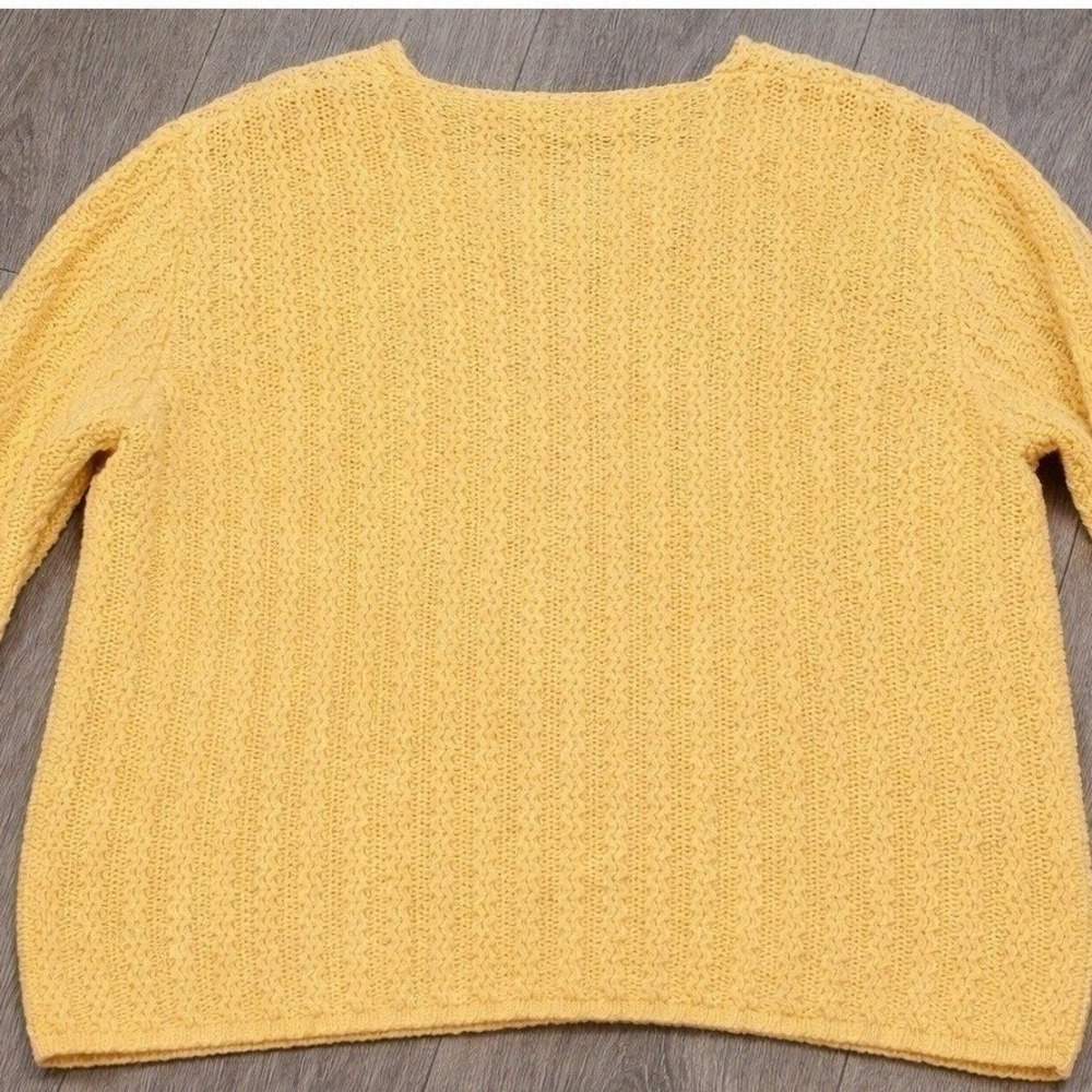 Eddie Bauer Women's Medium Yellow Knit Sweater Crew Neck Textured Casual Cozy - Picture 8 of 13